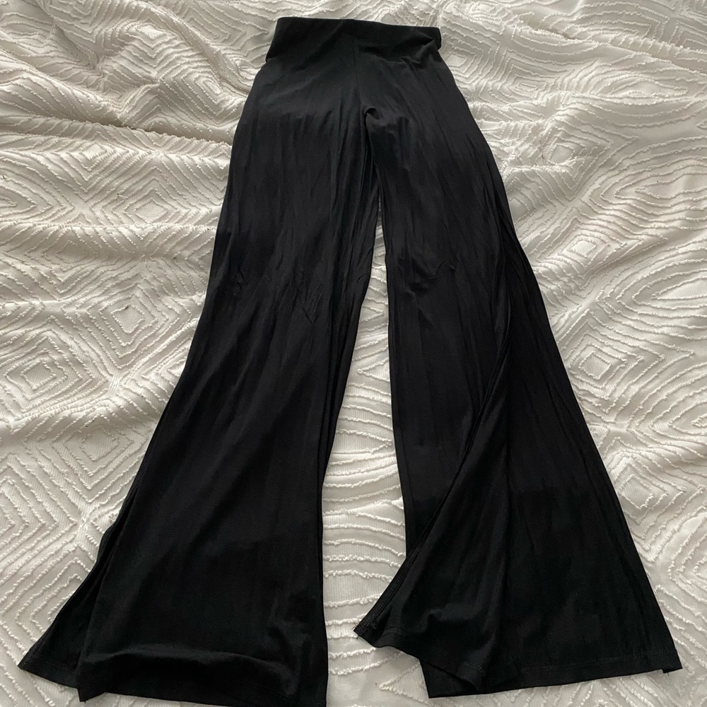 Black stretchy slit pants